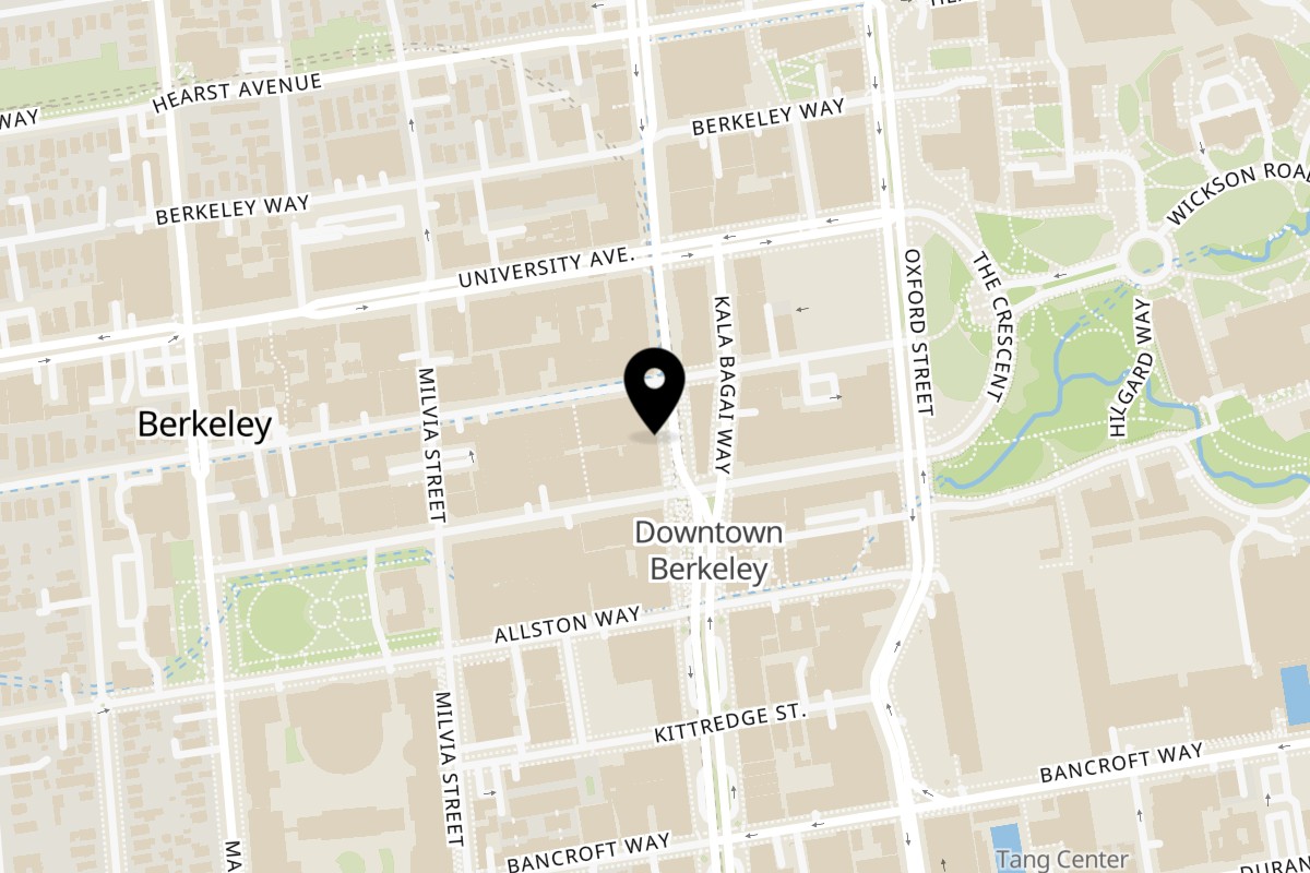 Map showing the location of Katak Thai Chicken Rice on 2114 Shattuck Ave. in Berkeley